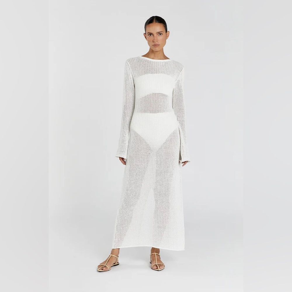 DISSH MARGOT OFF WHITE CREW NECK DRESS